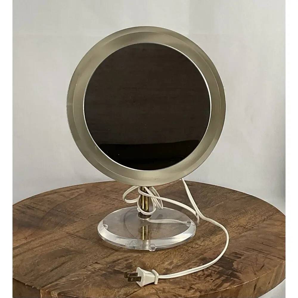 Vintage Rialto Lucite Magnifying Makeup Mirror Thumb Turn Switch